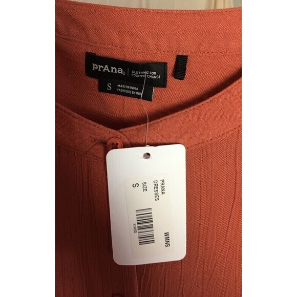 NEW Prana Orange Dress Women's Size Small Button Down Mini Shirt Dress Pockets - Picture 7 of 8